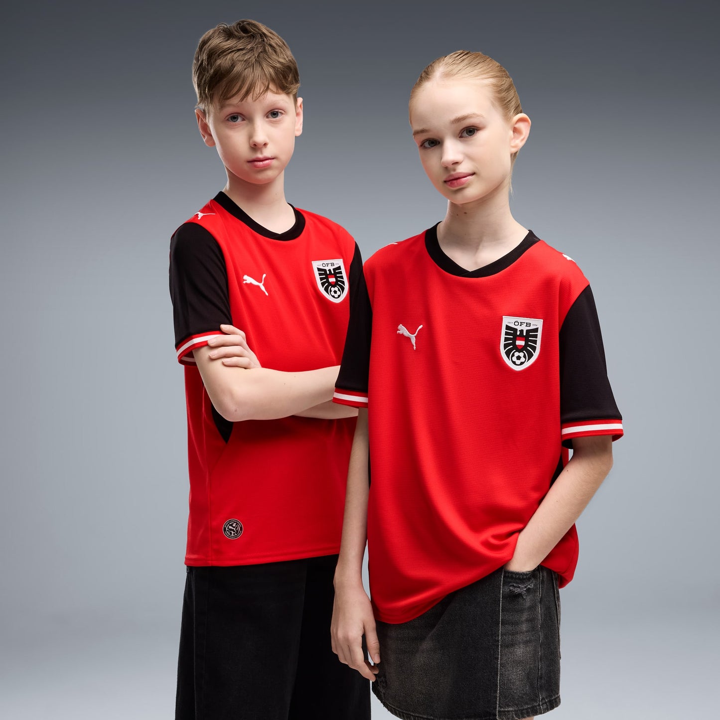 Austria 26 Home Kids Football Soccer Jersey