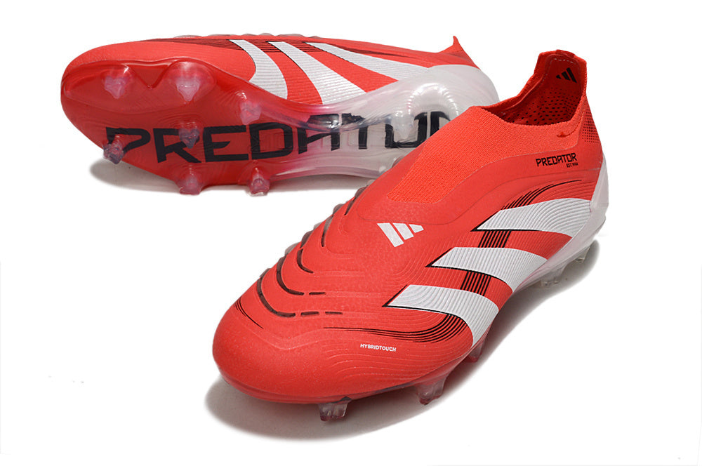adidas Predator 24 Elite Laceless FG  Soccer Boots Cleats Shoes WHT-BLK