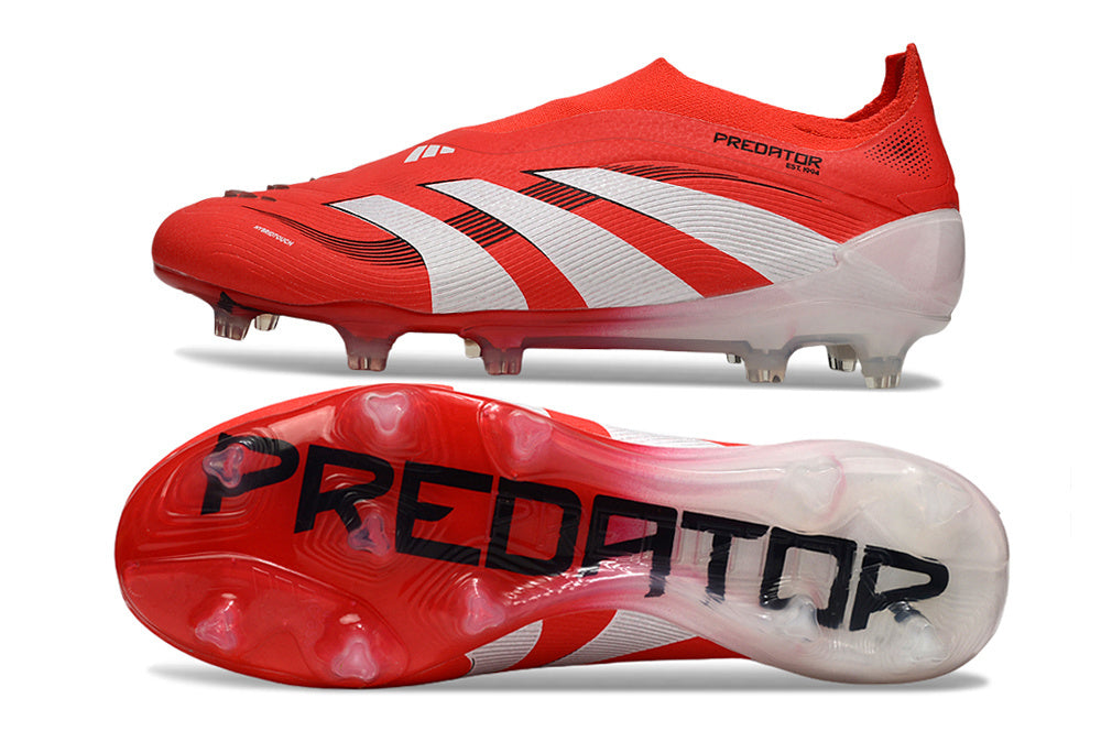 adidas Predator 24 Elite Laceless FG  Soccer Boots Cleats Shoes WHT-BLK