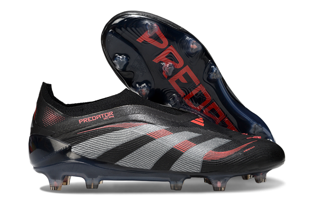 adidas Predator 24 Elite Laceless FG  Soccer Boots Cleats Shoes WHT-BLK