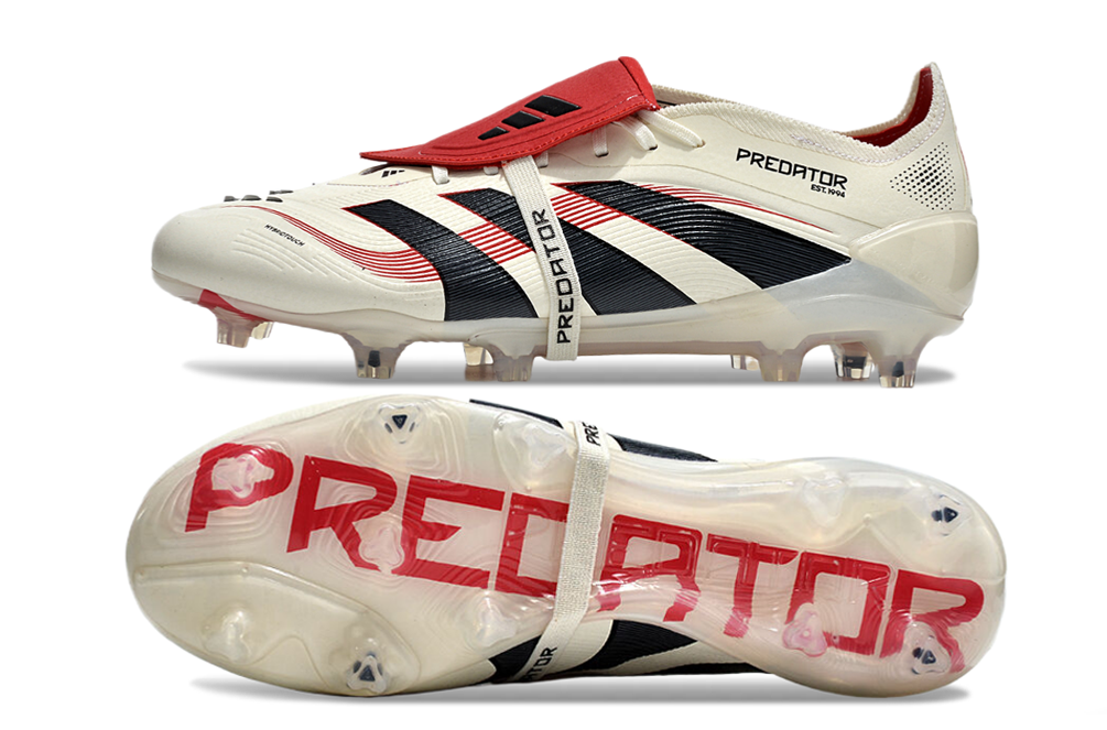 adidas 25 Predator Elite Tongue FT FG  Soccer Boots Cleats Shoes WHT-RED