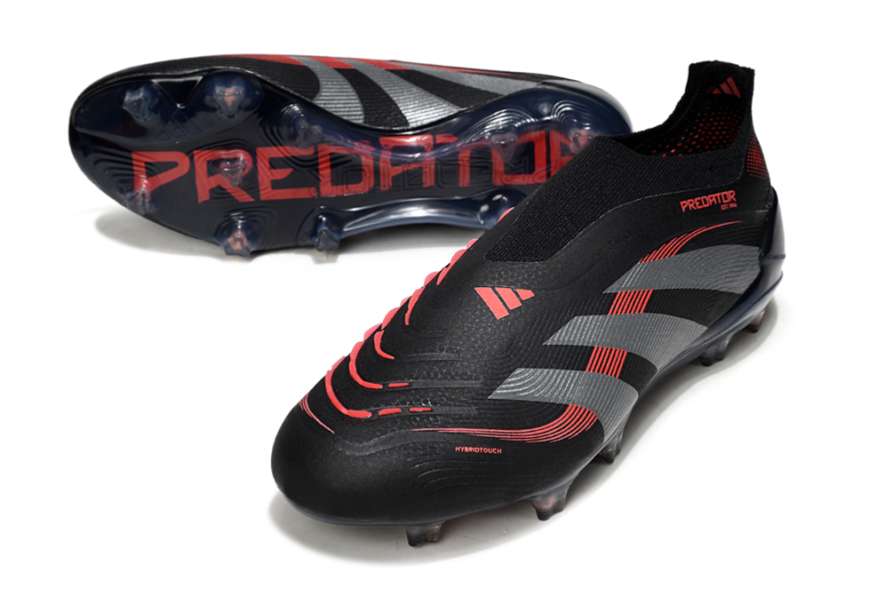 adidas Predator 24 Elite Laceless FG  Soccer Boots Cleats Shoes WHT-BLK
