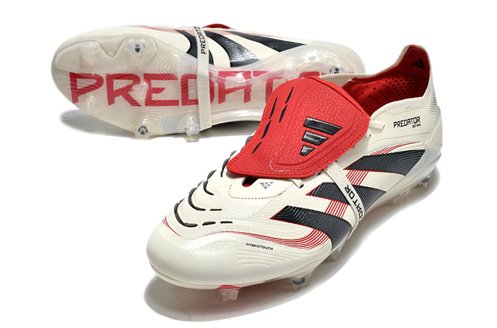 adidas 25 Predator Elite Tongue FT FG  Soccer Boots Cleats Shoes WHT-RED
