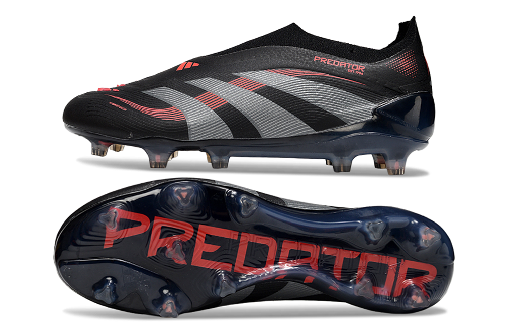 adidas Predator 24 Elite Laceless FG  Soccer Boots Cleats Shoes WHT-BLK
