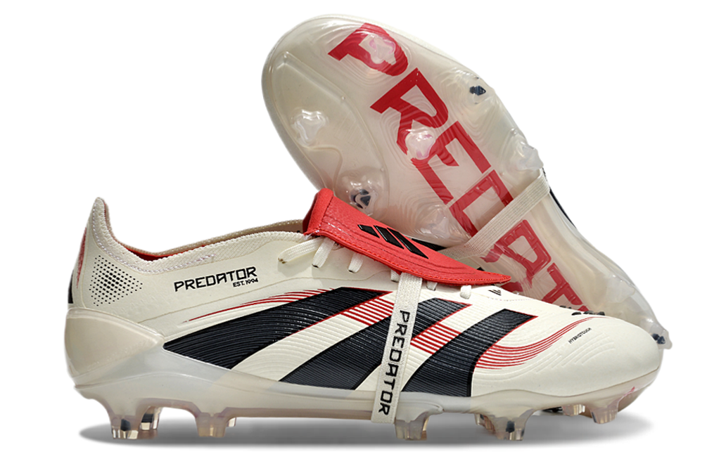 adidas 25 Predator Elite Tongue FT FG  Soccer Boots Cleats Shoes WHT-RED