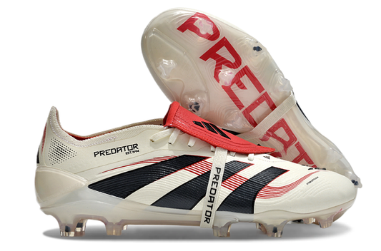adidas 25 Predator Elite Tongue FT FG  Soccer Boots Cleats Shoes WHT-RED