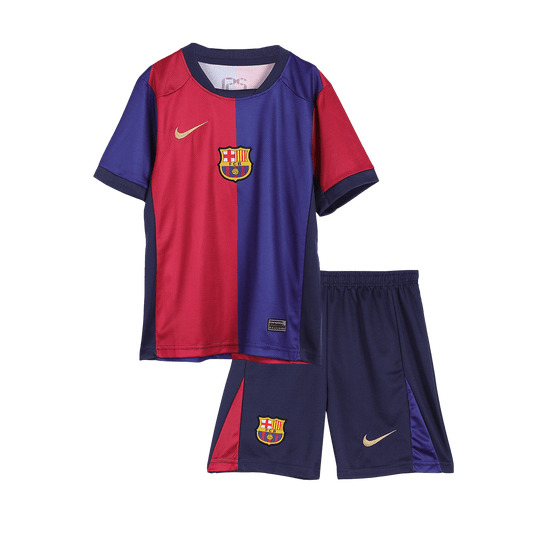 Kid's Barcelona Home Spotify Logo Without Text Soccer Jersey Kit(Shirt+Shorts) 2024/25