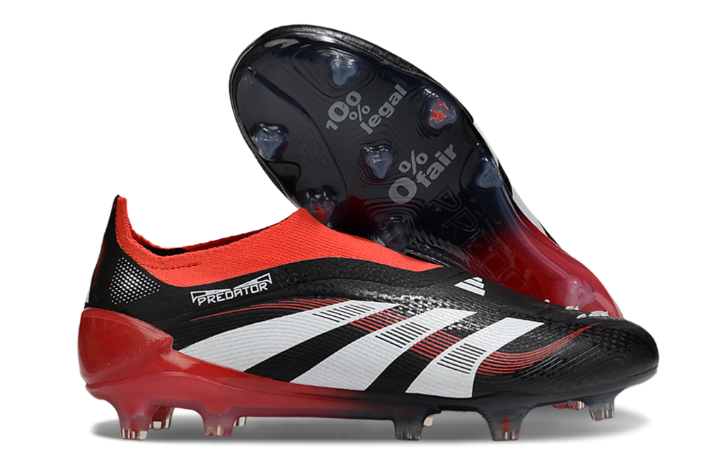 adidas Predator 24 Elite Laceless FG  Soccer Boots Cleats Shoes RED-BLK