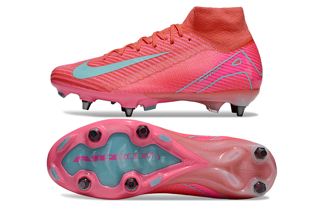Nike Air Zoom Mercurial Superfly 9 (IX) Elite SG-Pro Anti-Clog Football Soccer Cleats Shoes Boots RED-ORG-BLU