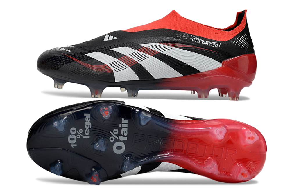 adidas Predator 24 Elite Laceless FG  Soccer Boots Cleats Shoes RED-BLK