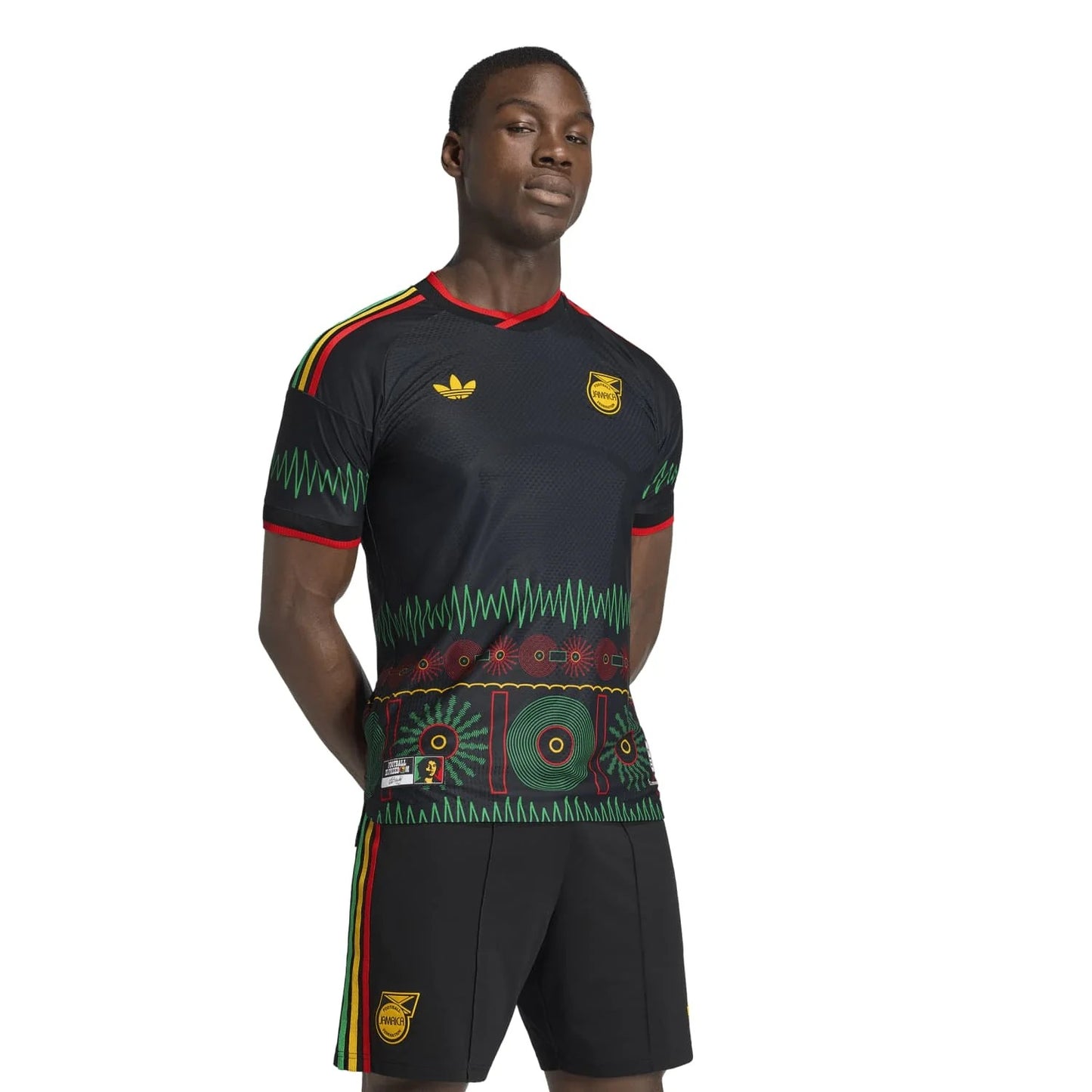 Person wearing a Person wearing a Jamaica national team 2026 soccer  away jersey 