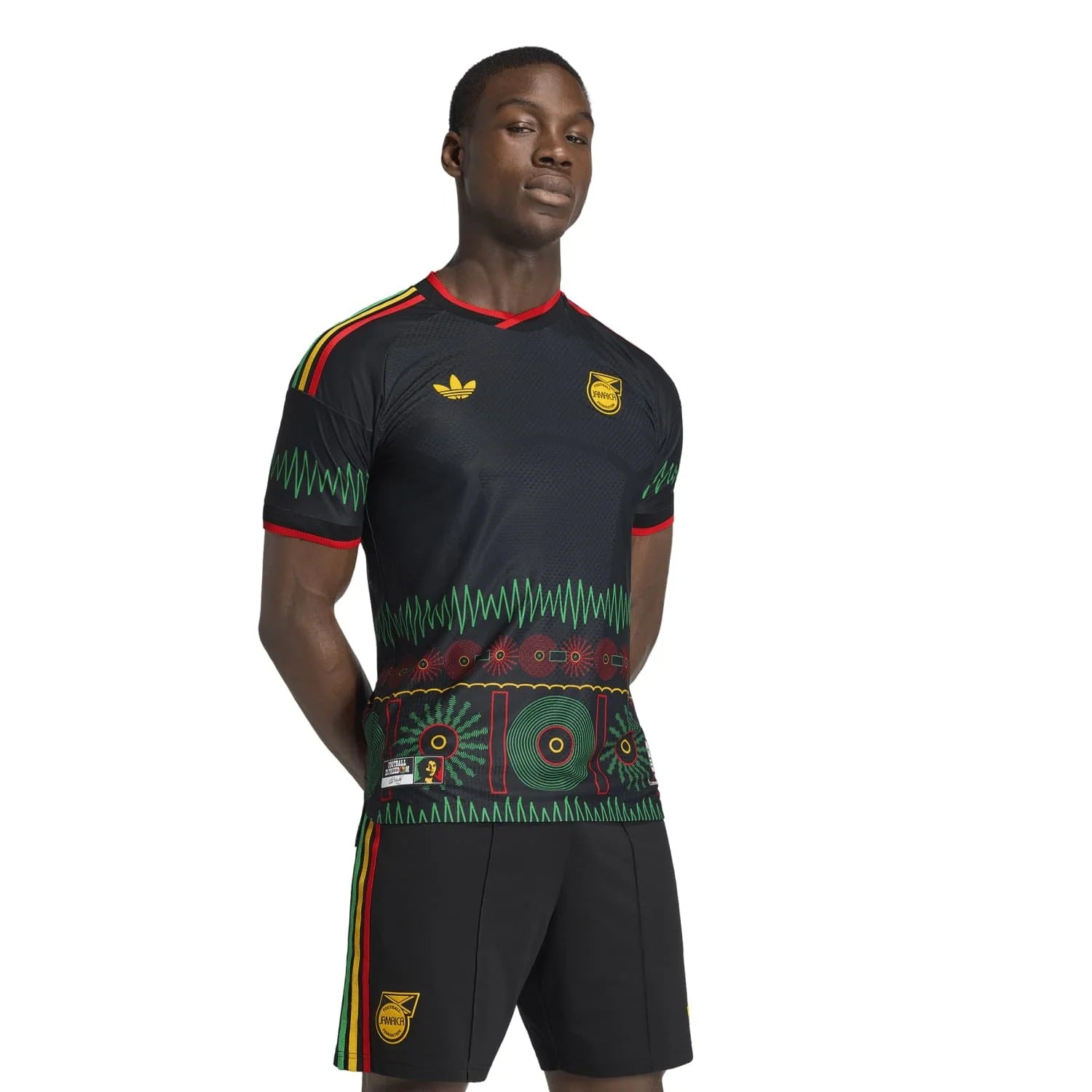 Person wearing a Person wearing a Jamaica national team 2026 soccer  away jersey 