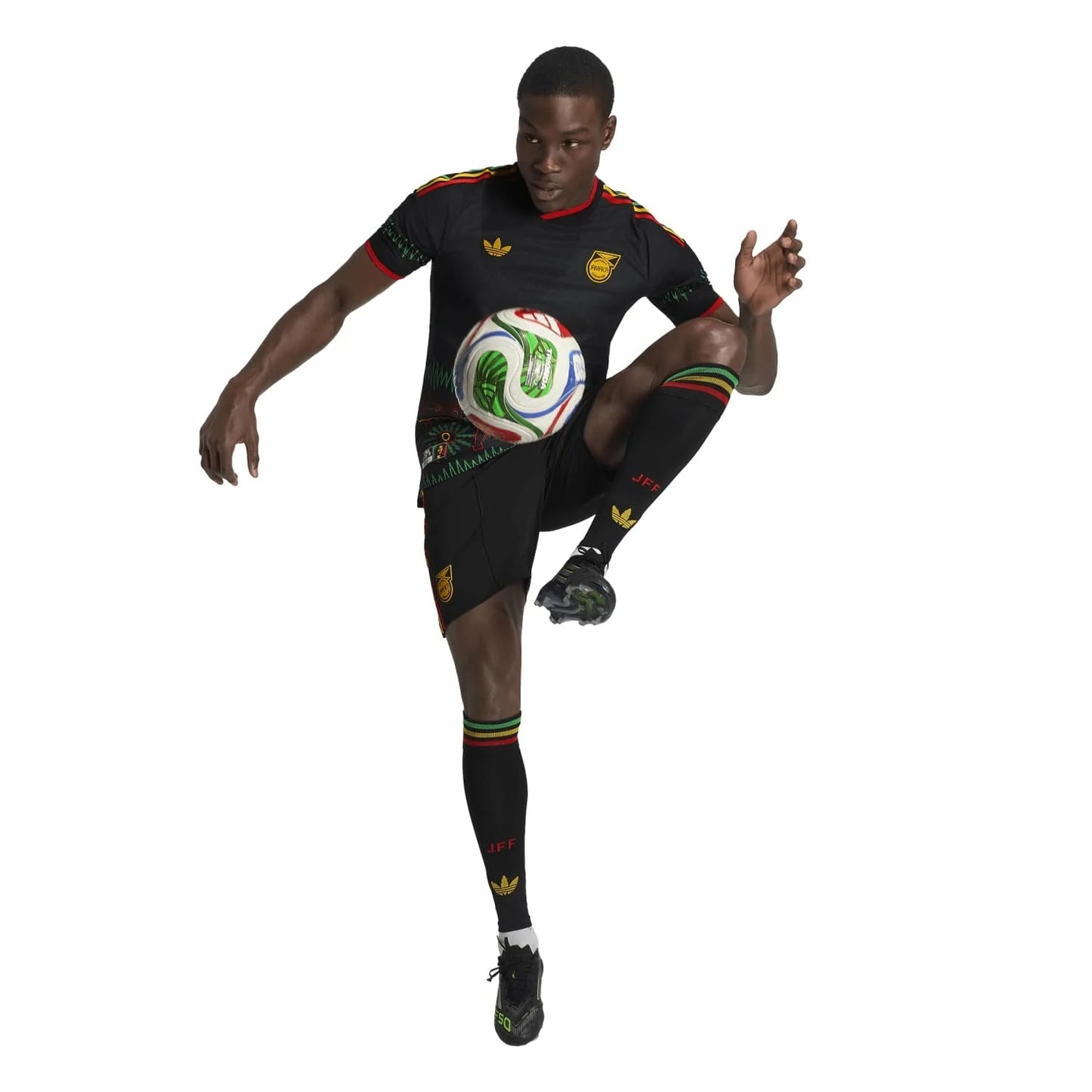 Person wearing a Jamaica national team 2026 soccer  away jersey 