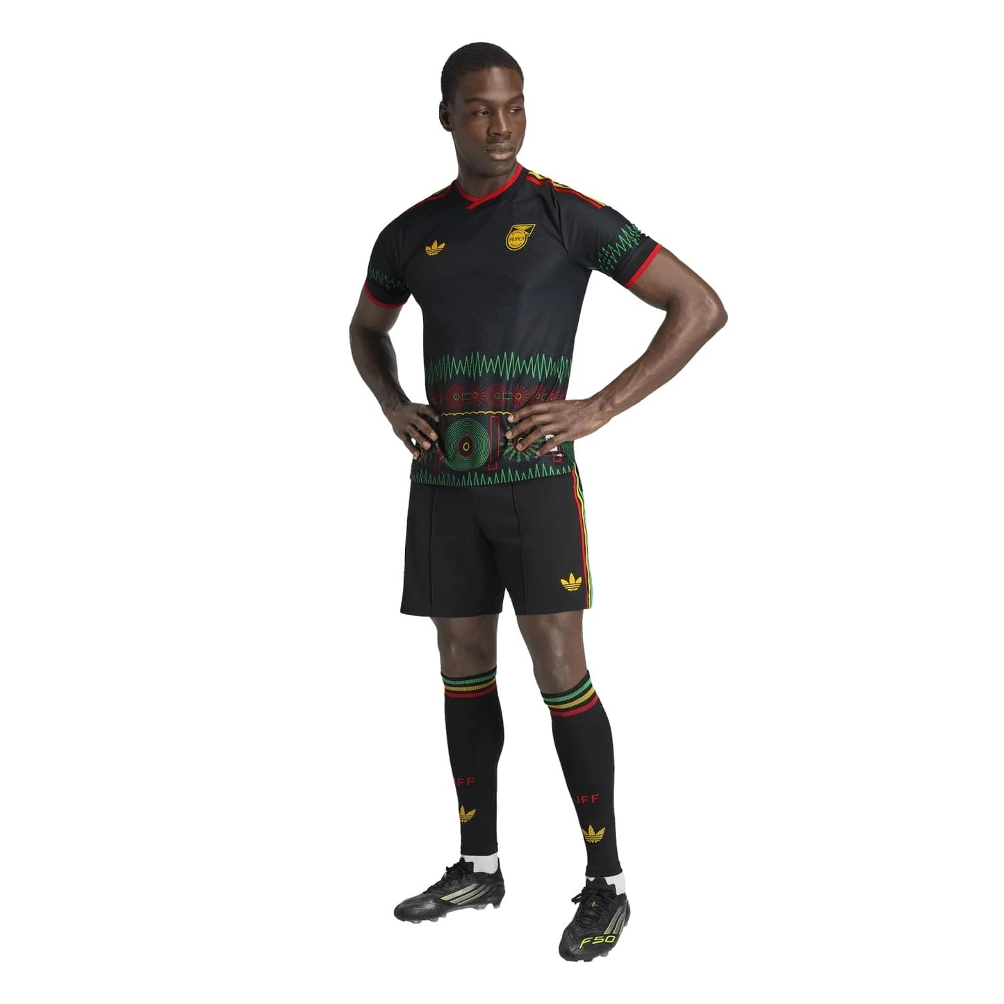 Person wearing a Jamaica national team 2026 soccer  away jersey 