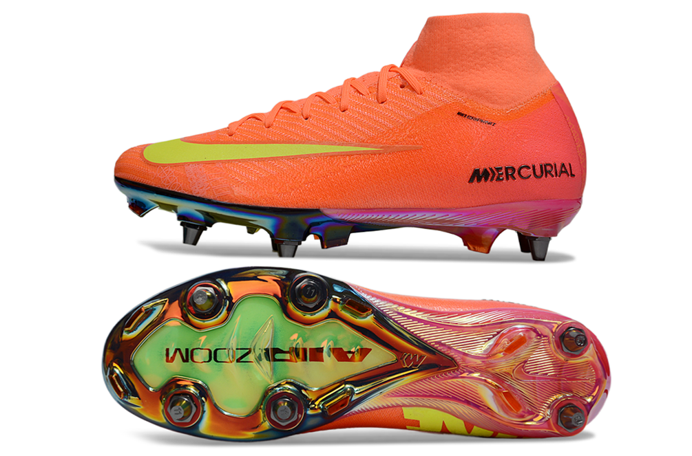 Nike Air Zoom Mercurial Superfly 9 (IX) Elite SG-Pro Anti-Clog Football Soccer Cleats Shoes Boots RED-ORG-BLU