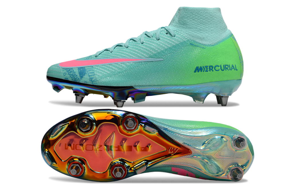 Nike Air Zoom Mercurial Superfly 9 (IX) Elite SG-Pro Anti-Clog Football Soccer Cleats Shoes Boots RED-ORG-BLU
