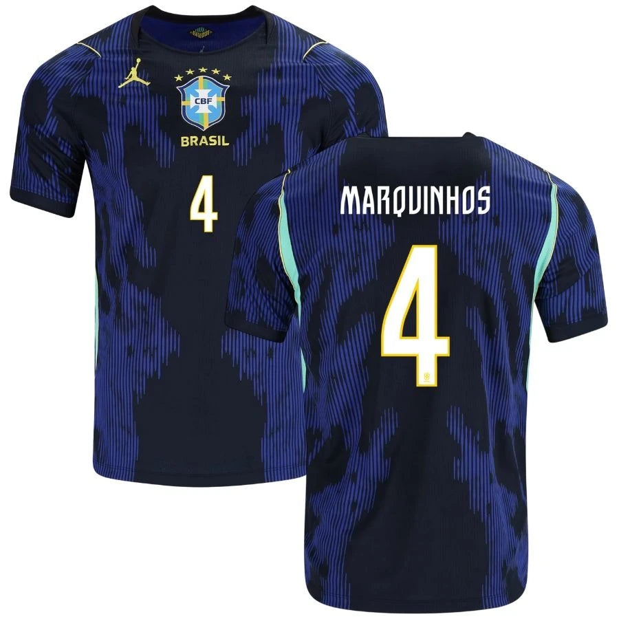 Brazil 2026 World Cup Away Stadium Replica Jersey With Marquinhos #4 Printing
