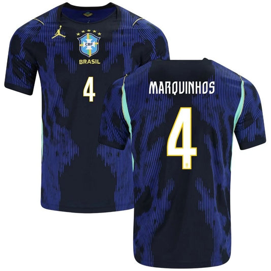 Brazil 2026 World Cup Away Stadium Replica Jersey With Marquinhos #4 Printing