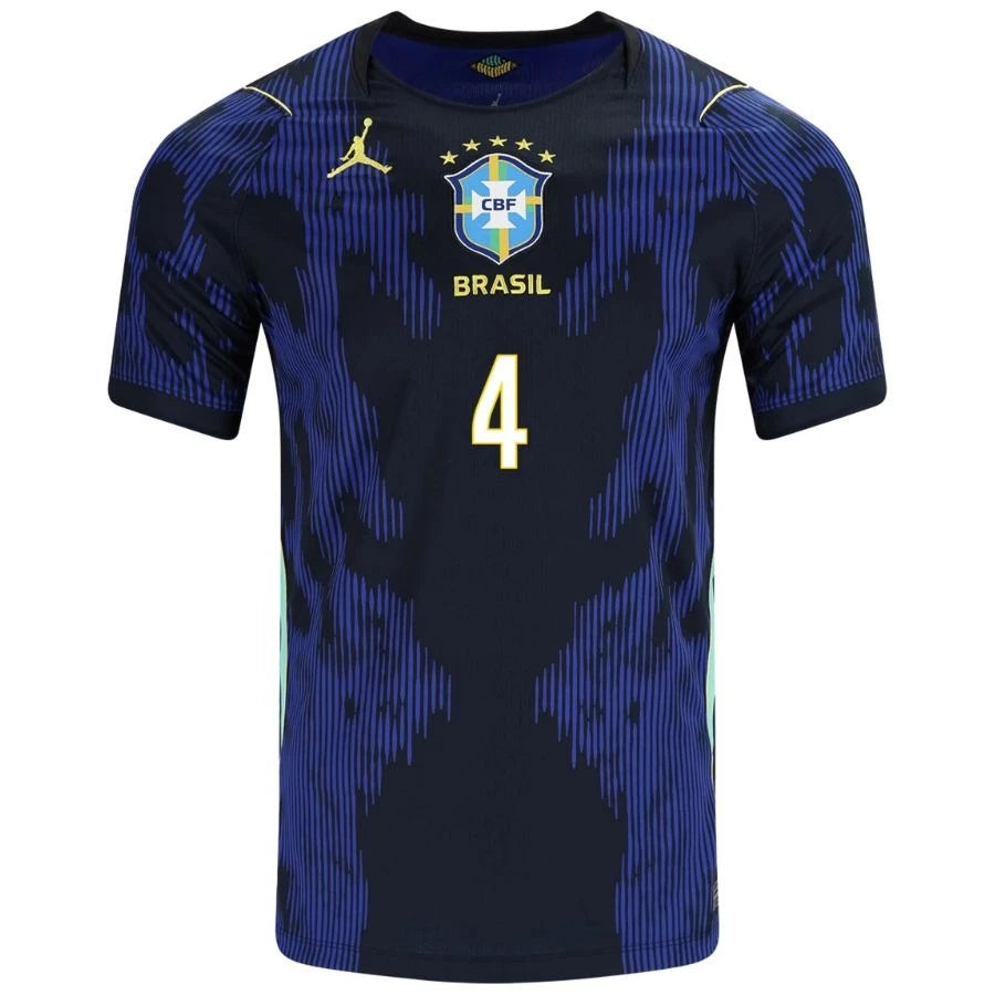 Brazil 2026 World Cup Away Stadium Replica Jersey With Marquinhos #4 Printing Front View