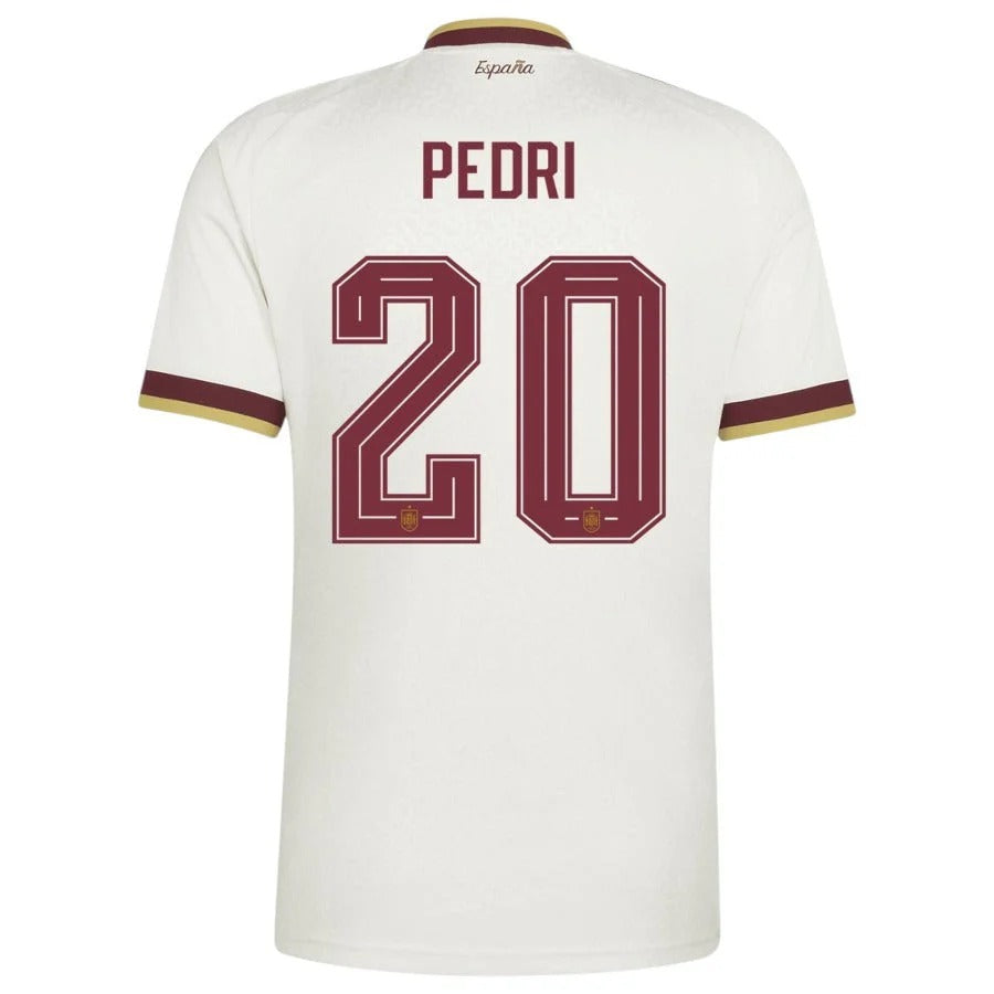 back view of Spain national team 2026 away jersey with PEDRI #20 custom print