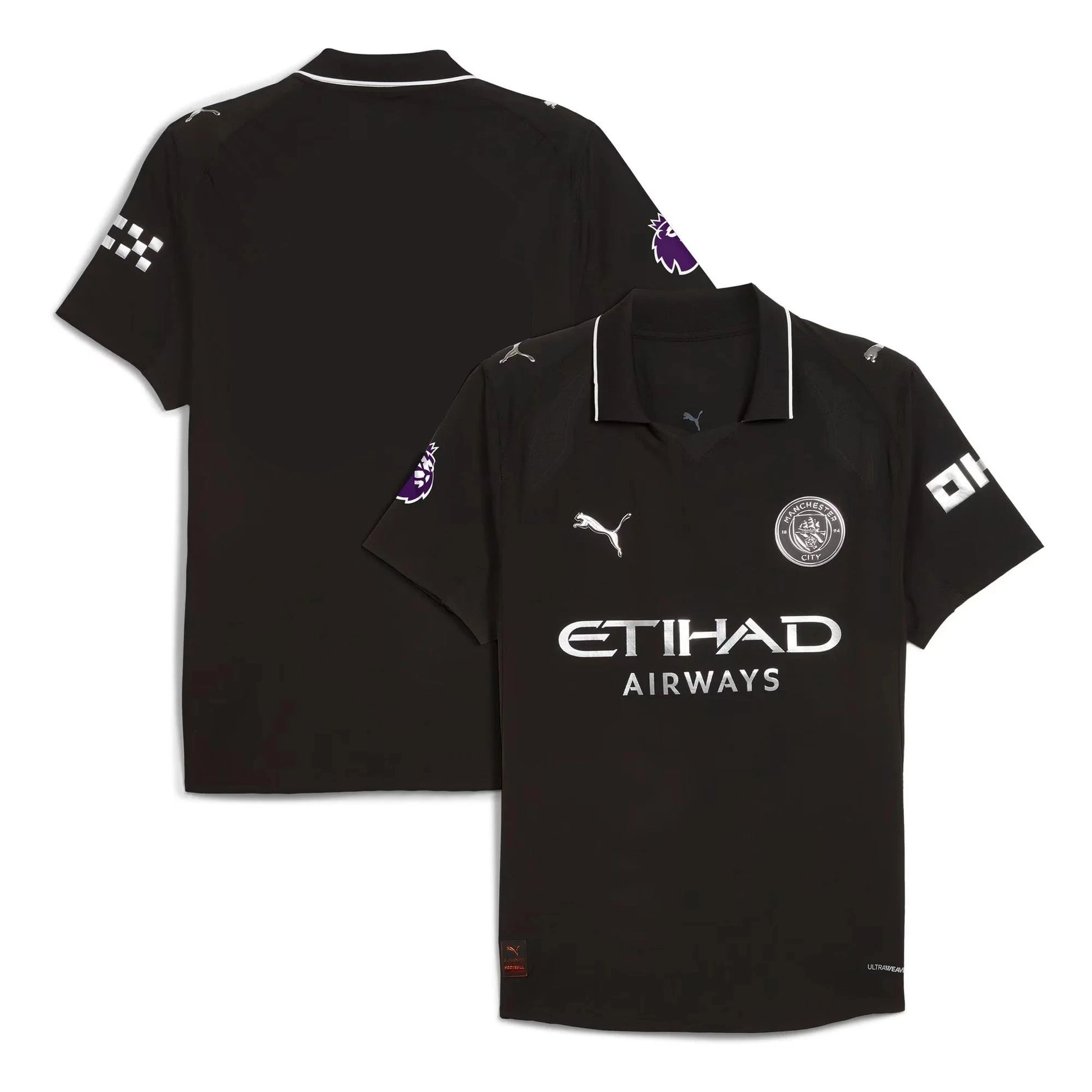 Manchester City 2025/26 away stadium replica jersey front and back combined view with sky blue and maroon design