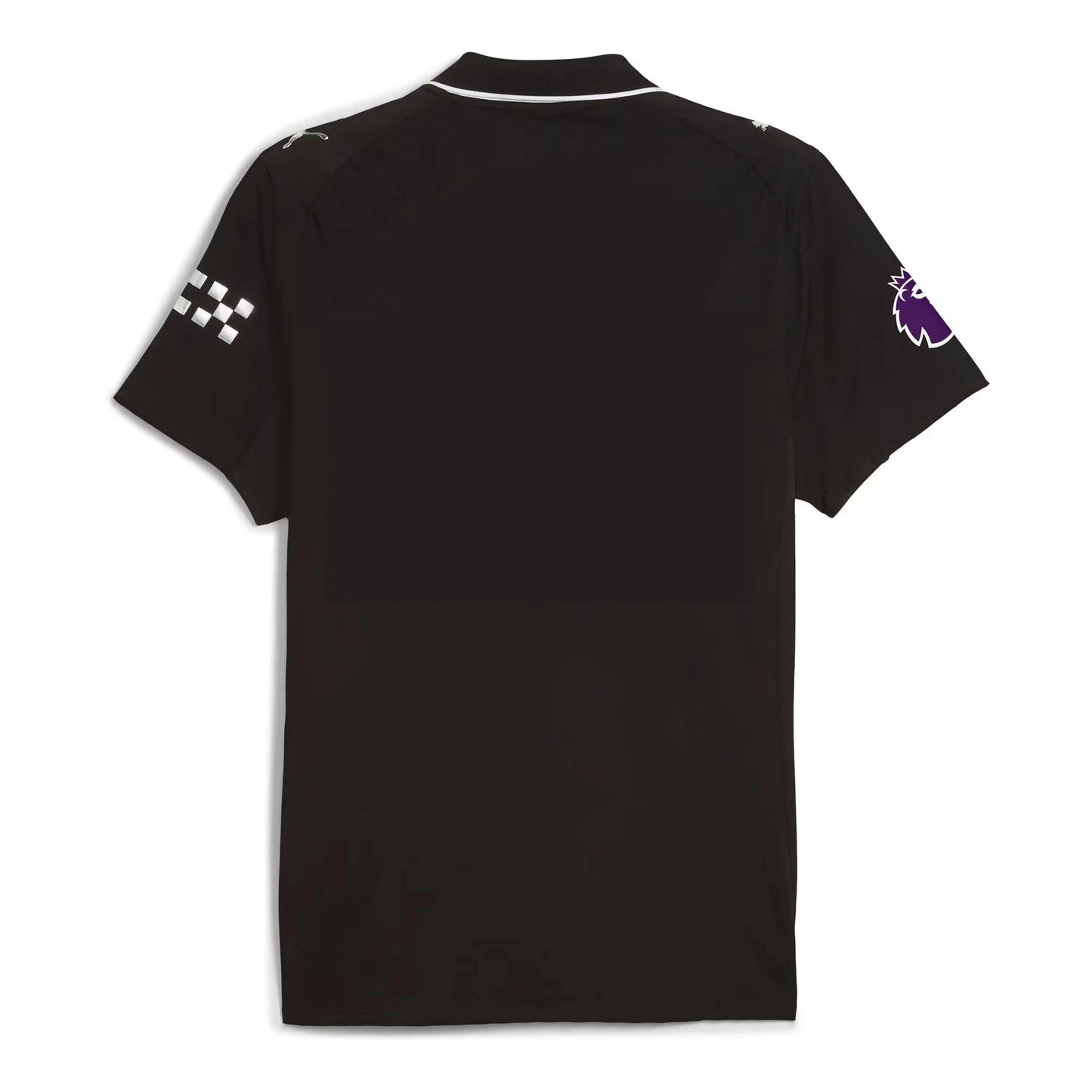 Back view of Manchester City 2025/26 away stadium replica jersey with plain back and ribbed crew neck detail