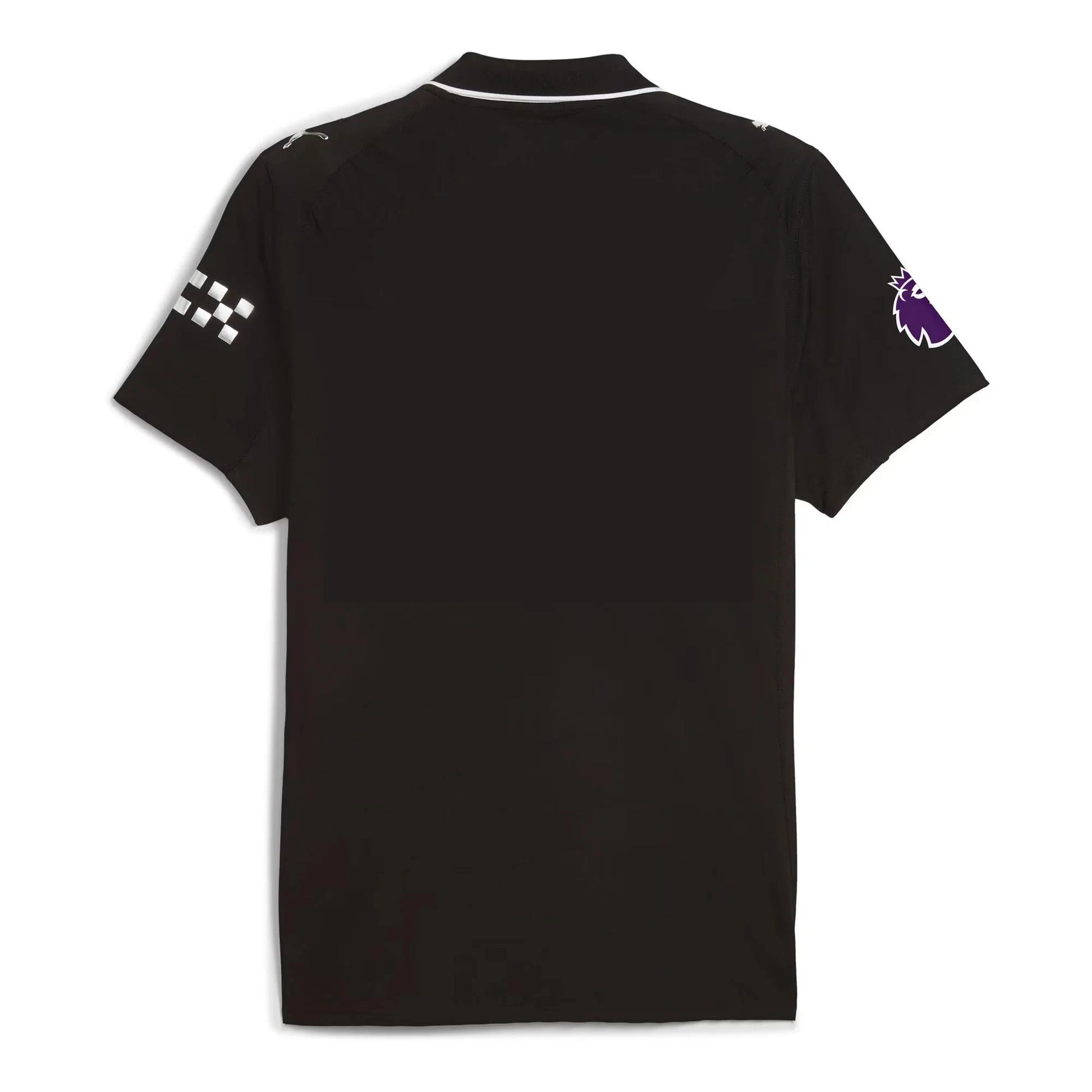 Back view of Manchester City 2025/26 away stadium replica jersey with plain back and ribbed crew neck detail