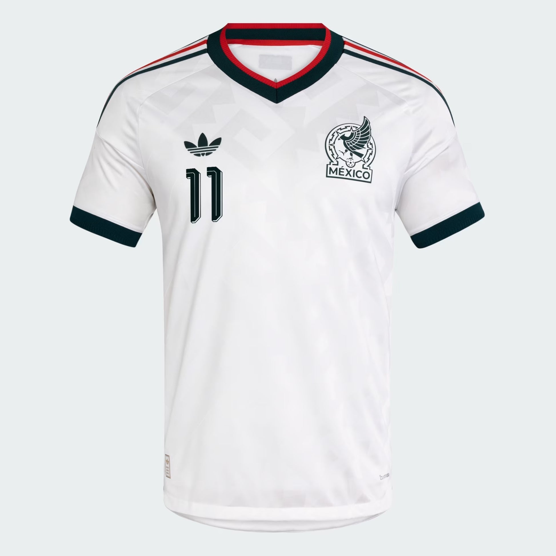 front view of Mexico national team 2026 white away soccer jersey with S. GIMENEZ #11 custom print
