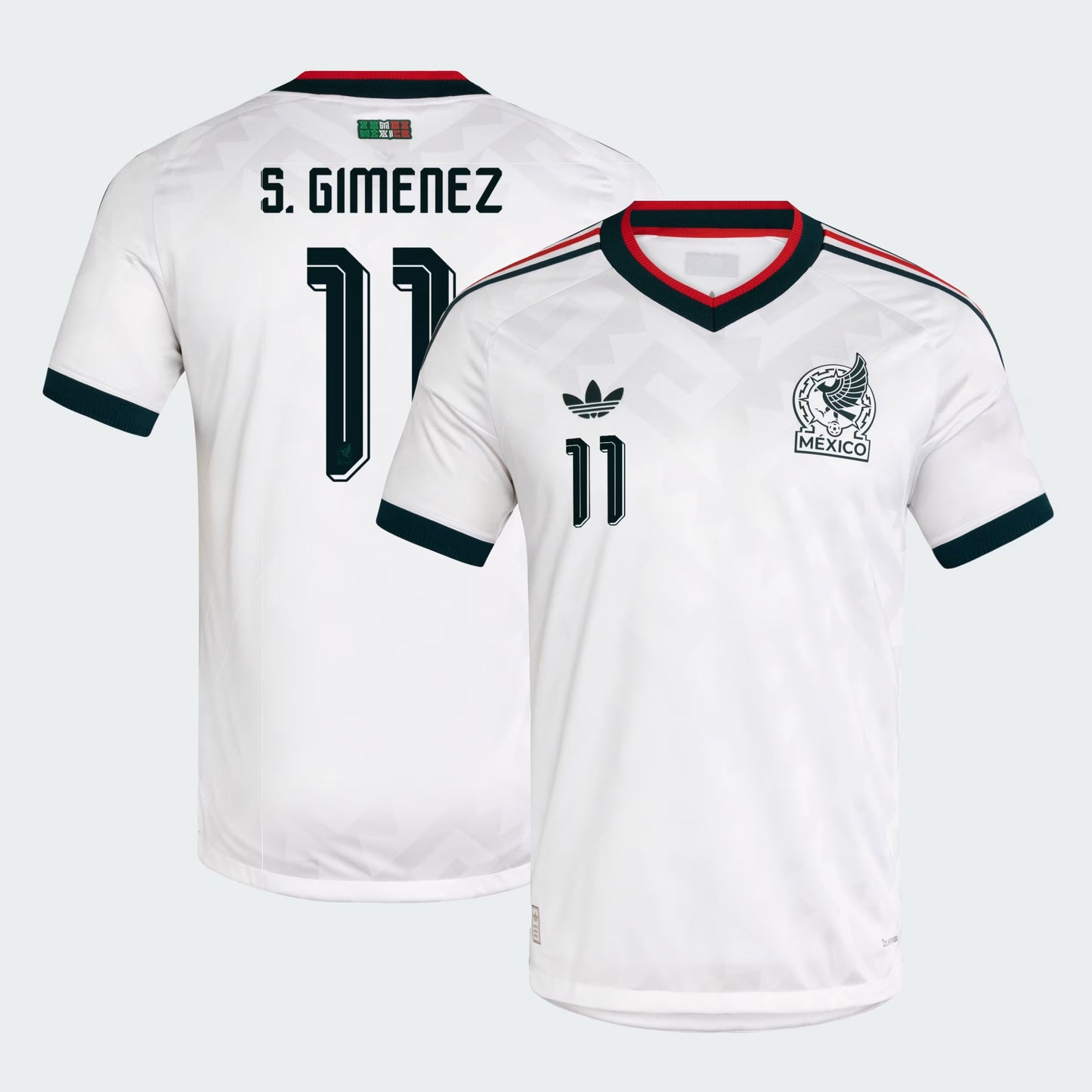 Mexico national team 2026 white away soccer jersey with S. GIMENEZ #11 custom print