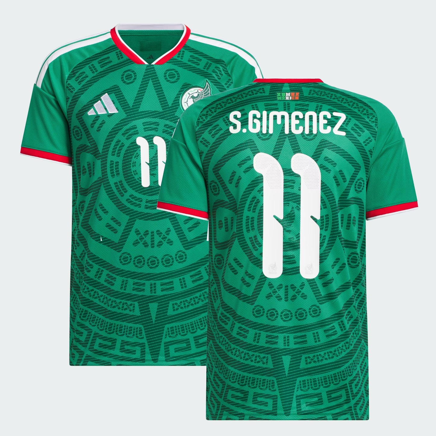 Mexico national team 2026 green home soccer jersey with S. GIMENEZ #11 custom print
