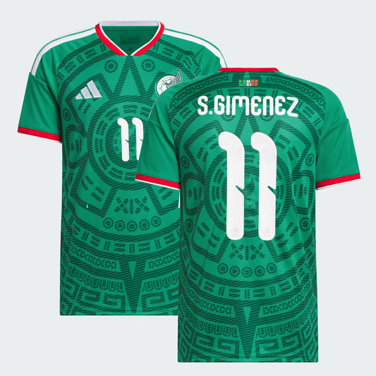 Mexico national team 2026 green home soccer jersey with S. GIMENEZ #11 custom print