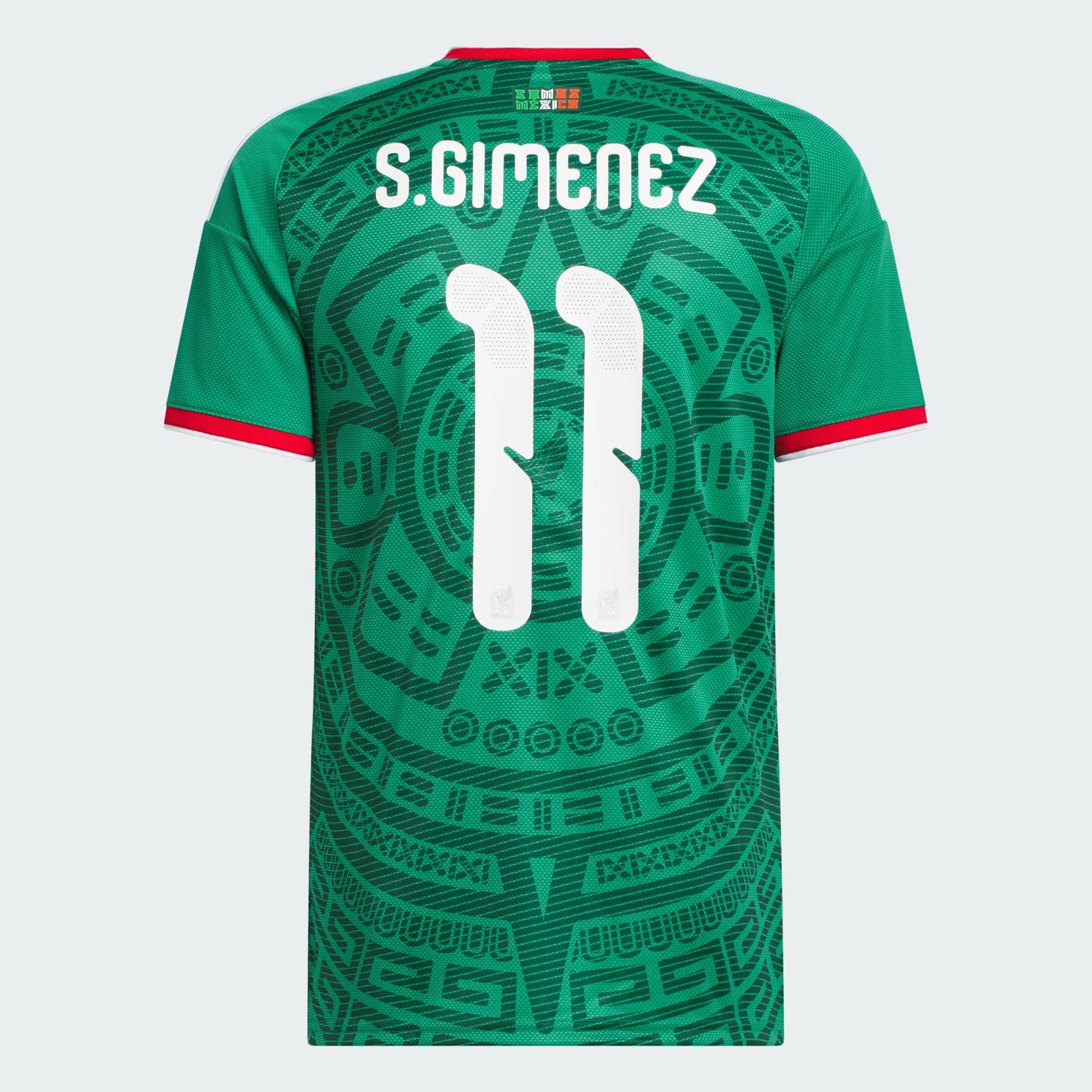 back view of Mexico national team 2026 green home soccer jersey with S. GIMENEZ #11 custom print