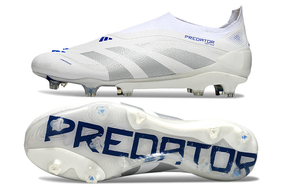 adidas Predator 24 Elite Laceless FG  Soccer Boots Cleats Shoes GRY-BLU