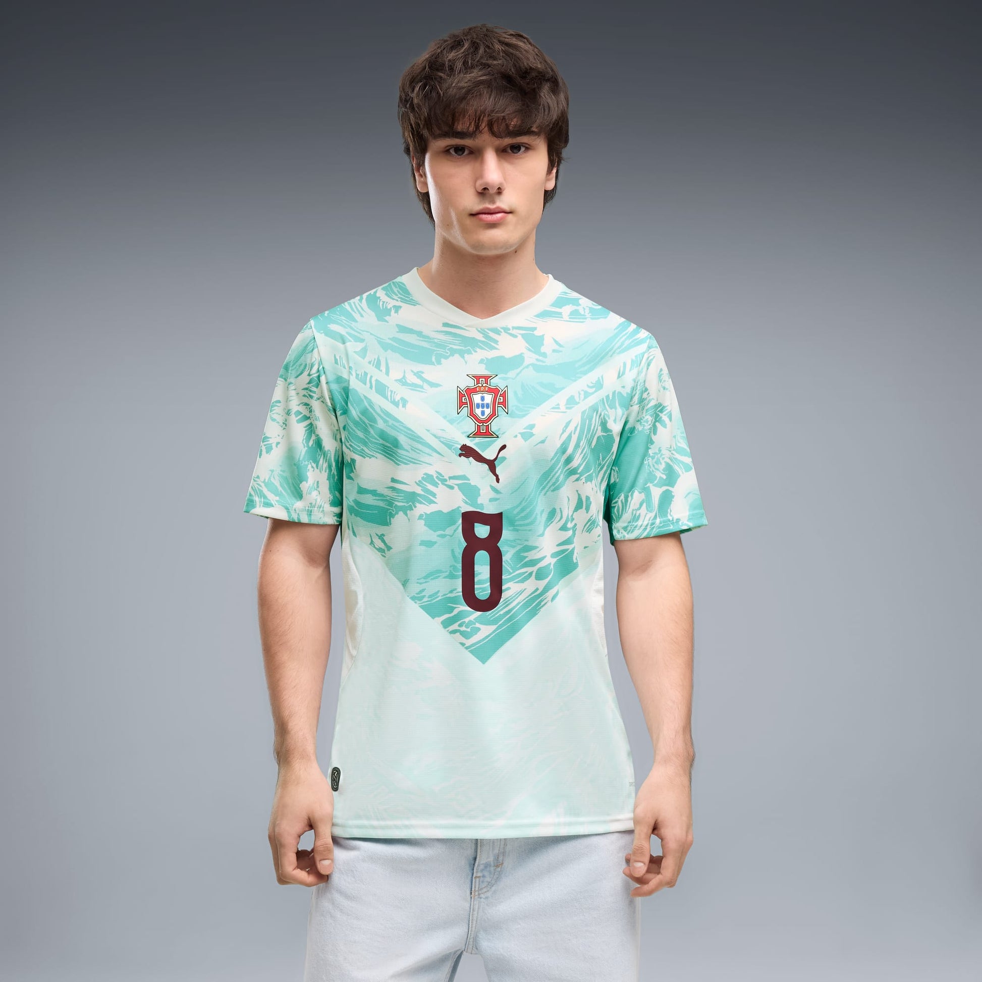 Portugal 2026 World Cup Away Stadium Replica Jersey - B. Fernandes #8 back view front view