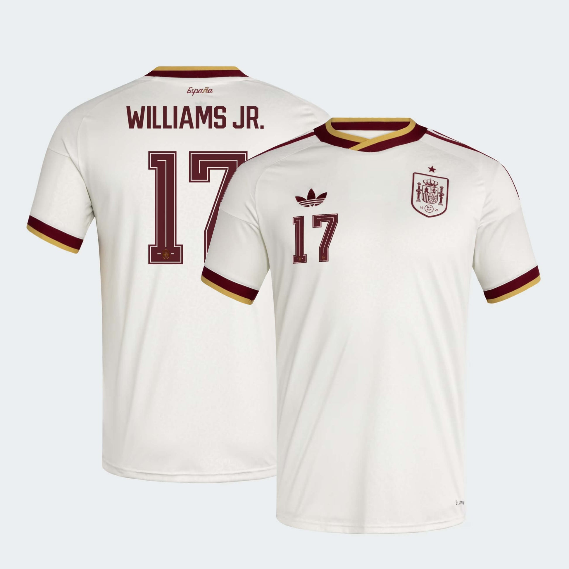 Spain national team 2026 away jersey with WILLIAMS JR. #17 custom print
