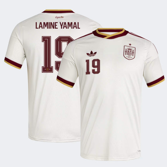 Spain national team 2026 away jersey with LAMINE YAMAL #19 custom print front and back view
