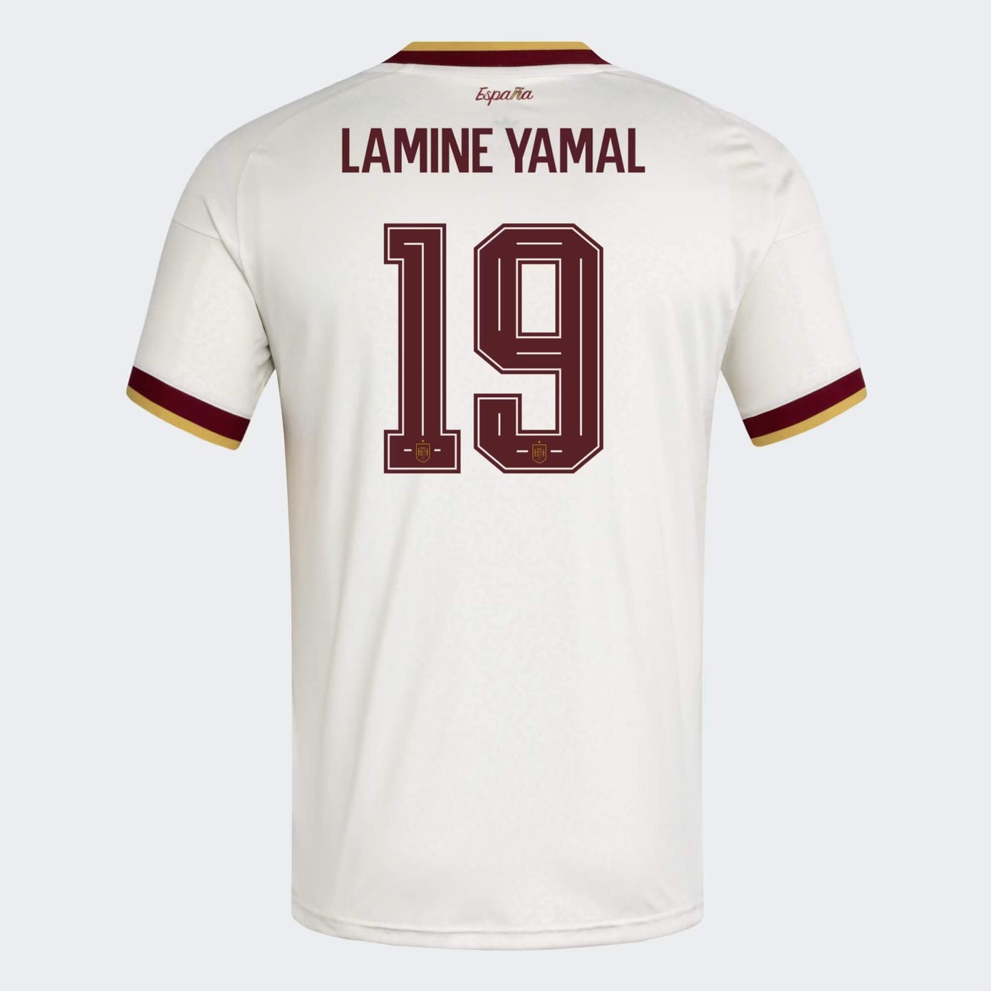 back view of Spain national team 2026 away jersey with LAMINE YAMAL #19 custom print