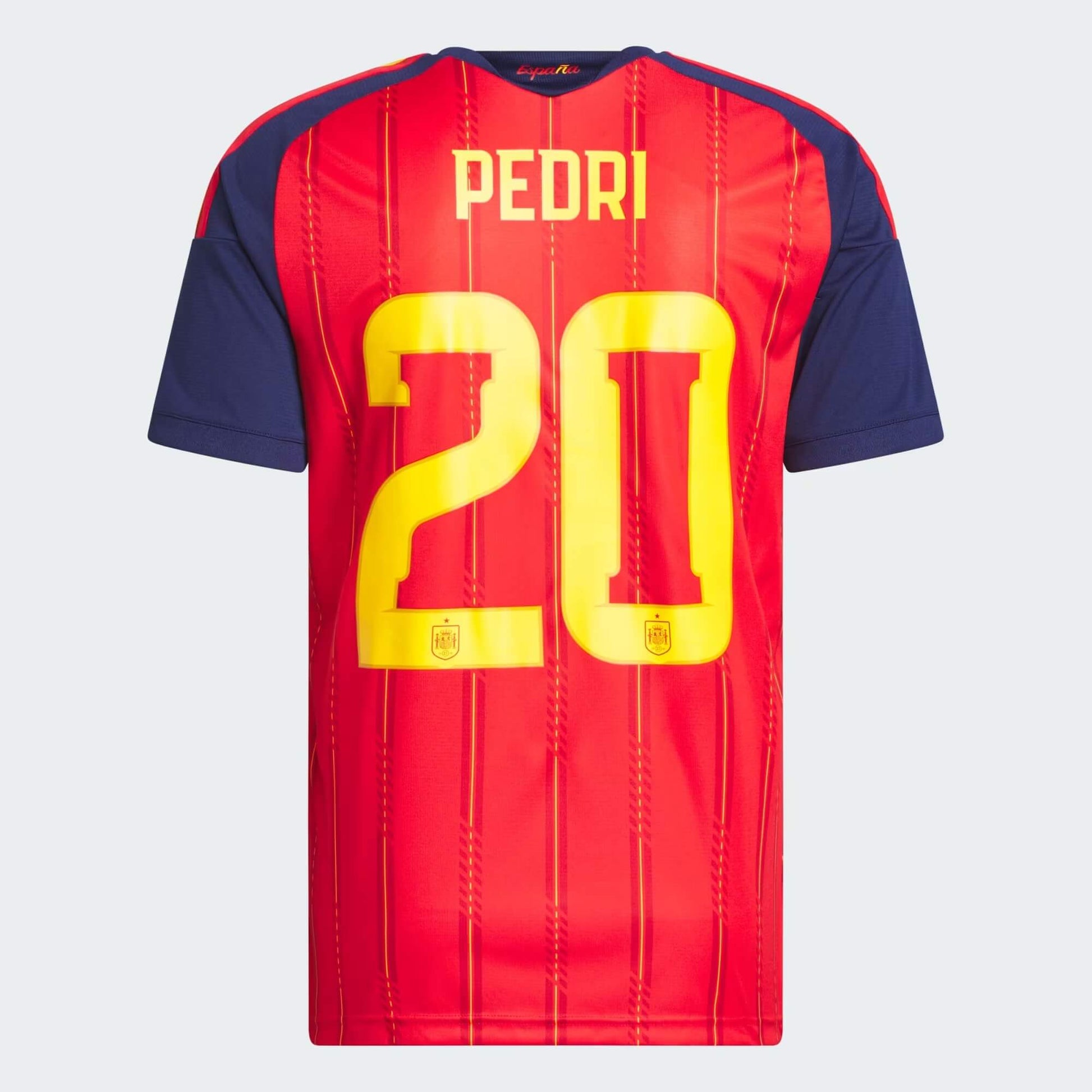 back view of Spain national team home jersey with PEDRI #20 custom print