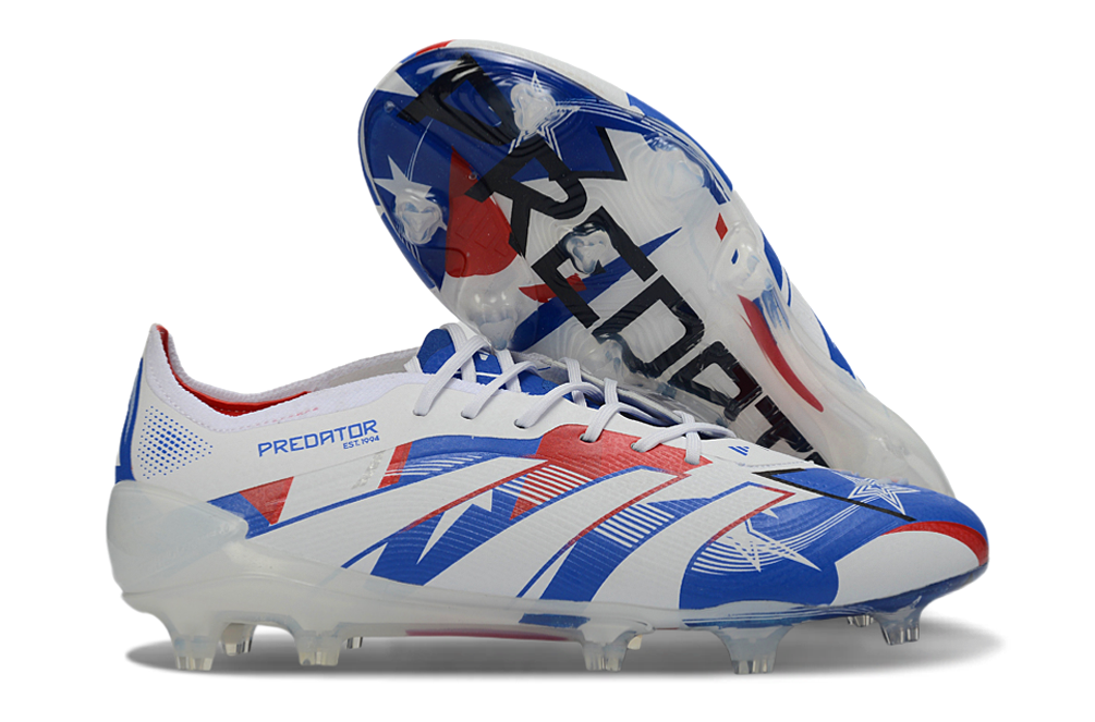 adidas Predator Elite FG Soccer Cleats WHT-RED-BLU