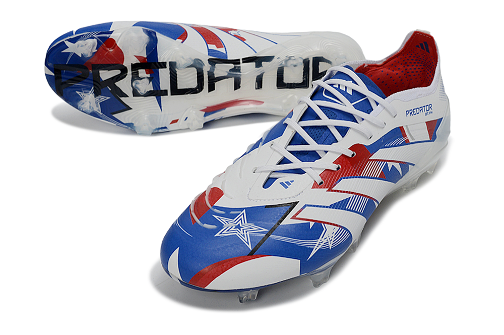 adidas Predator Elite FG Soccer Cleats WHT-RED-BLU