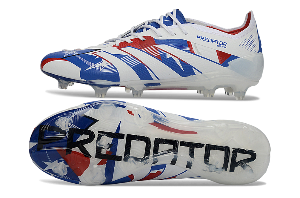 adidas Predator Elite FG Soccer Cleats WHT-RED-BLU