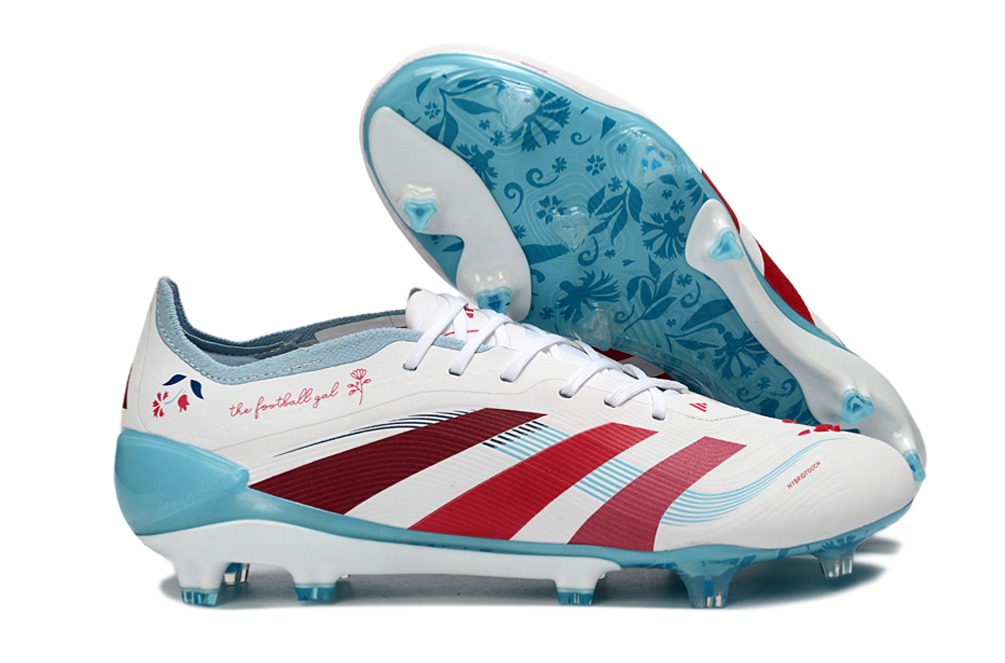 adidas Predator Elite FG Soccer Cleats WHT-RED-SKY
