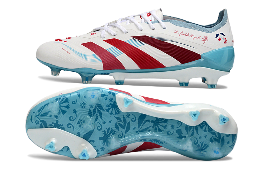 adidas Predator Elite FG Soccer Cleats WHT-RED-SKY