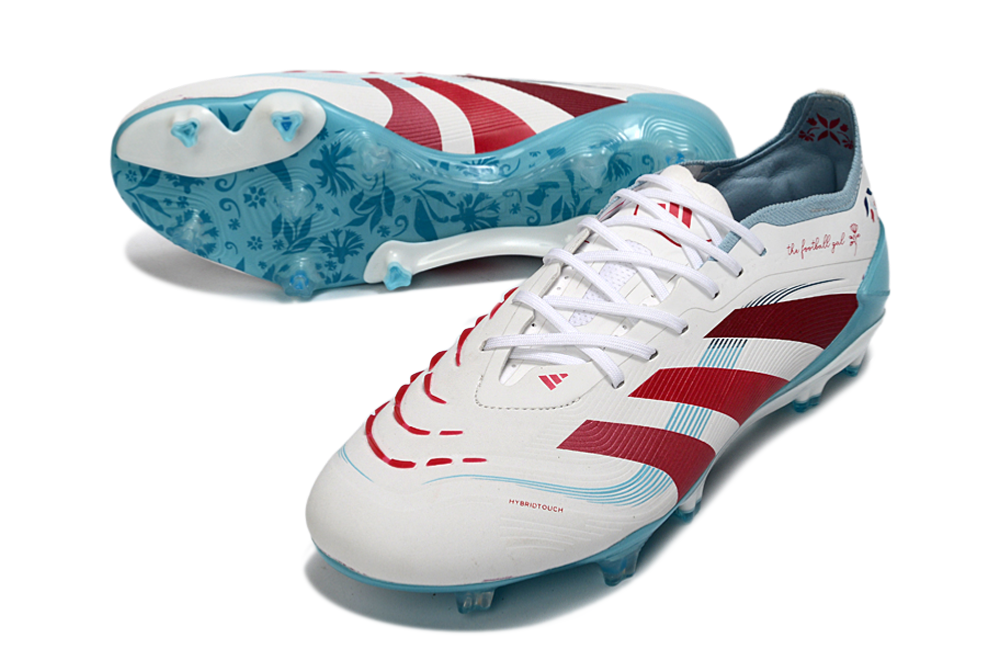 adidas Predator Elite FG Soccer Cleats WHT-RED-SKY