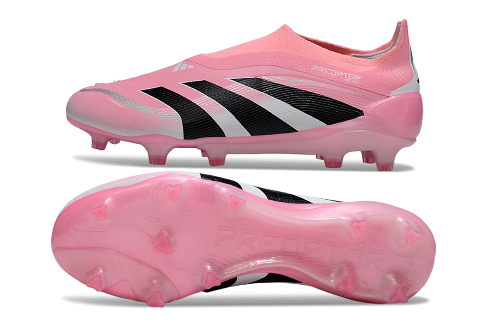 adidas Predator 24 Elite Laceless FG  Soccer Boots Cleats Shoes PNK-BLK
