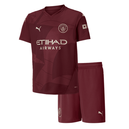 Gift-Kid's Manchester City Third Away Soccer Jersey Kit(Shirt+Shorts) 2024/25