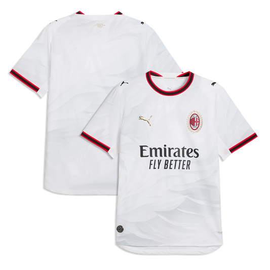 Front and back view of AC Milan 2026-2027 away white on-field authentic jersey by Final Third Kit