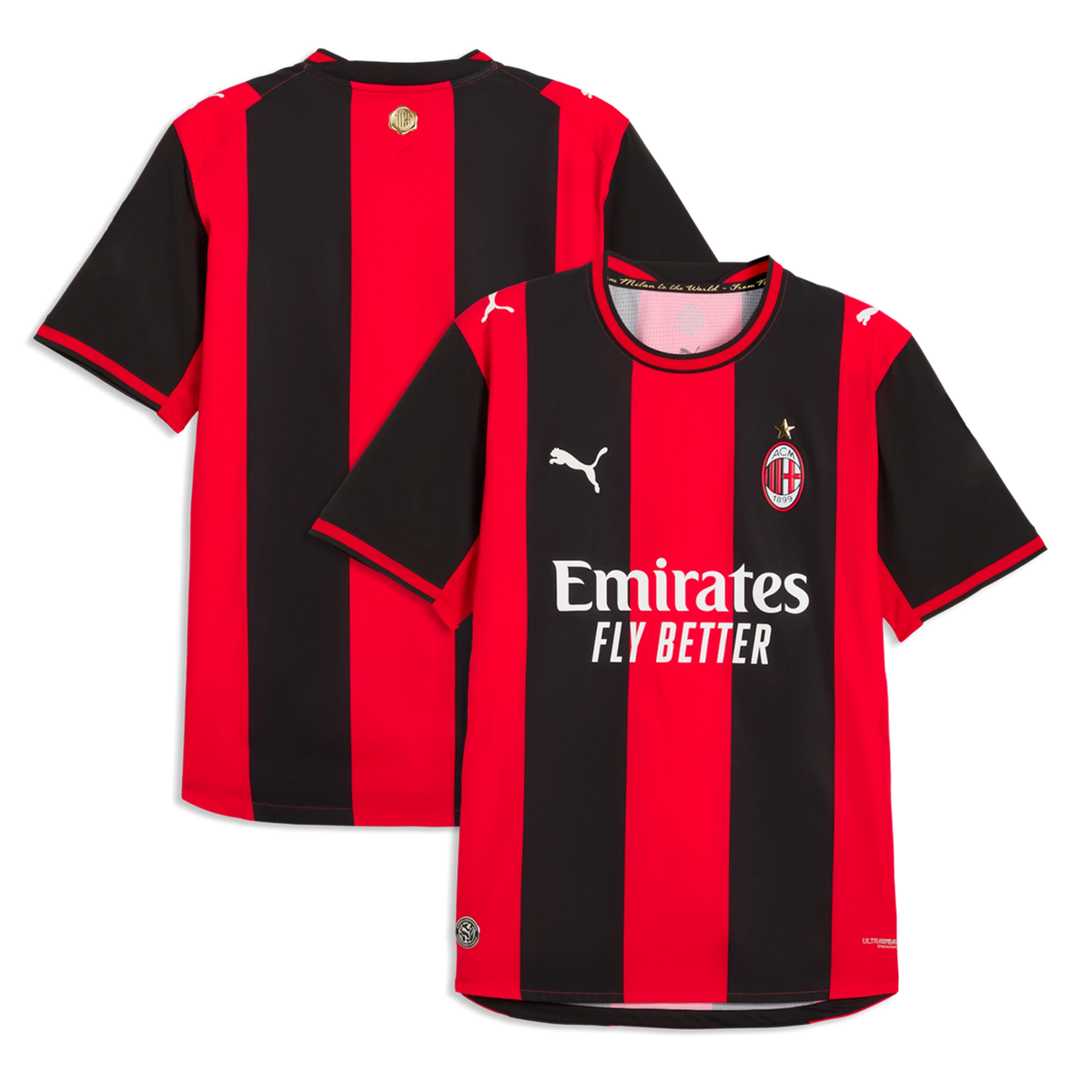 Front and back view of AC Milan 2026-2027 home red on-field authentic jersey by Final Third Kit