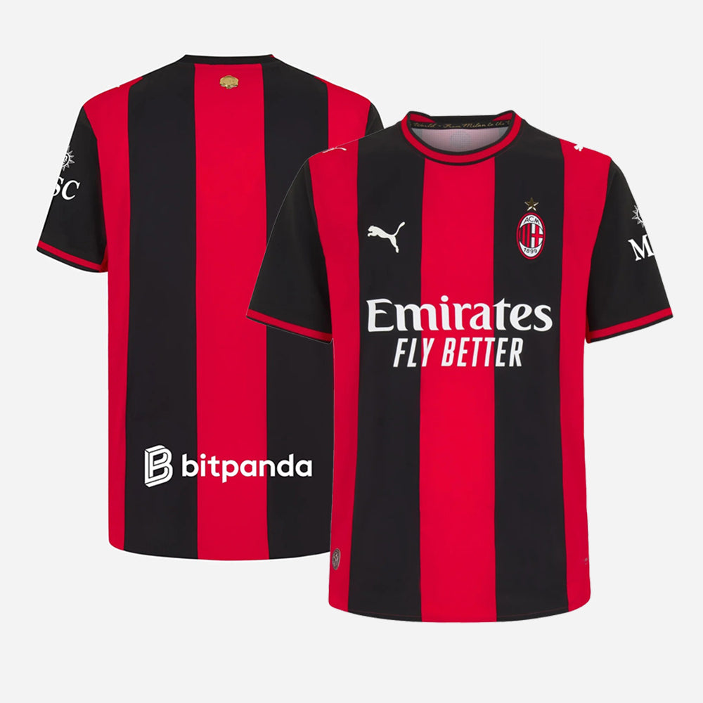 Front and back view of AC Milan 2026-2027 home red stadium replica jersey by Final Third Kit