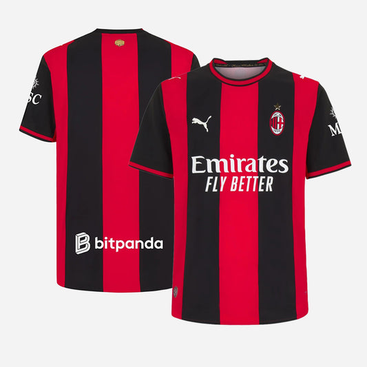 Front and back view of AC Milan 2026-2027 home red stadium replica jersey by Final Third Kit